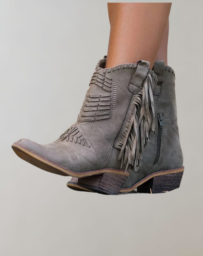 Women's mid-tube tassel boots