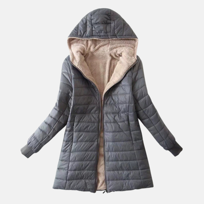 Women’s Puffer Coat – Quilted Insulated – Plush Lined – Hooded Mid-Length Fit