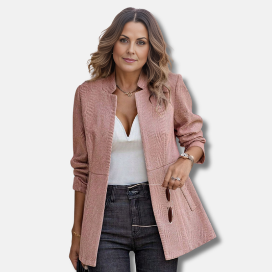 Structured Wool Tailored Fit Herringbone Blazer