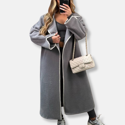 Women's Oversized Trench Coat - Hooded - Button Front - Relaxed Fit - Casual Wear