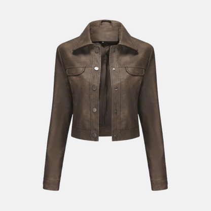 Women’s Jacket - Faux Suede - Cropped Length - Snap-Button Front