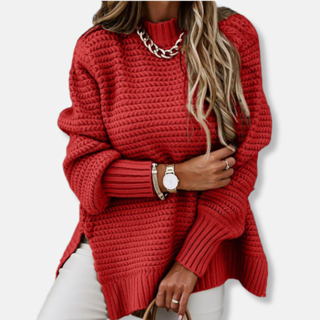 Women’s Pullover Sweater – Oversized Fit – Ribbed Knit – Cozy Textured Casual Style