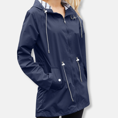Grace Relaxed Fit Hooded Jacket | Zip Front Drawstring Waist Jacket