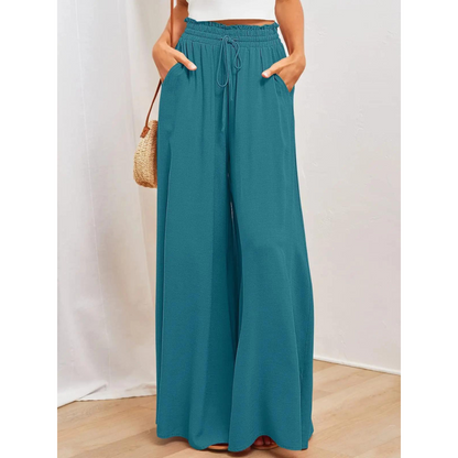 Women's boho flowy elastic waist pants