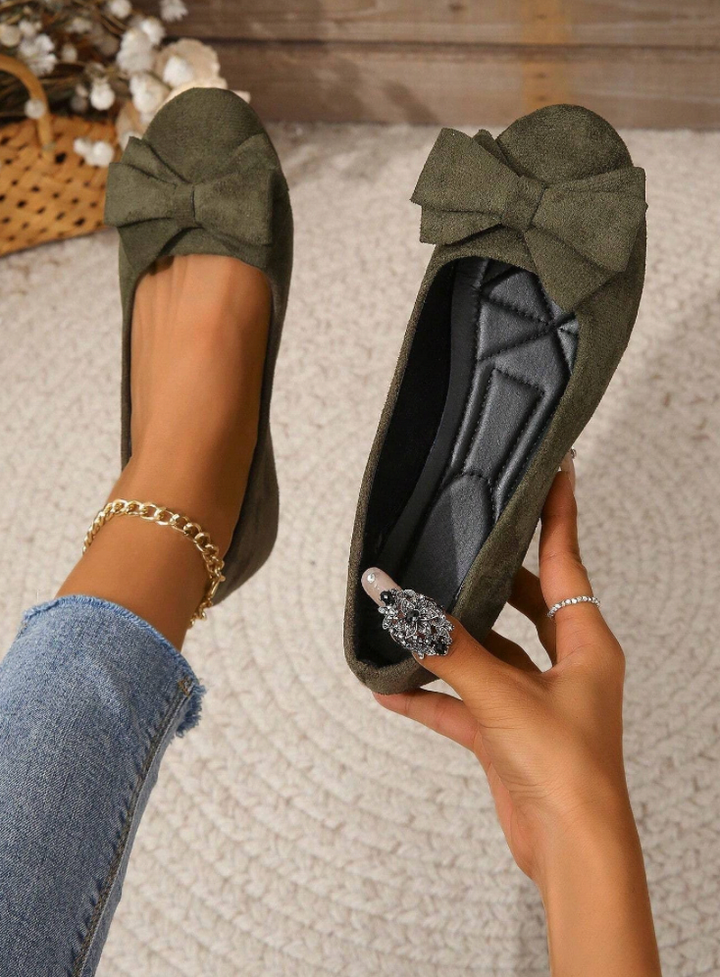 Women's Ballet Flats - Rounded Toe - Soft-Brushed Finish - Cushioned Insole Comfort