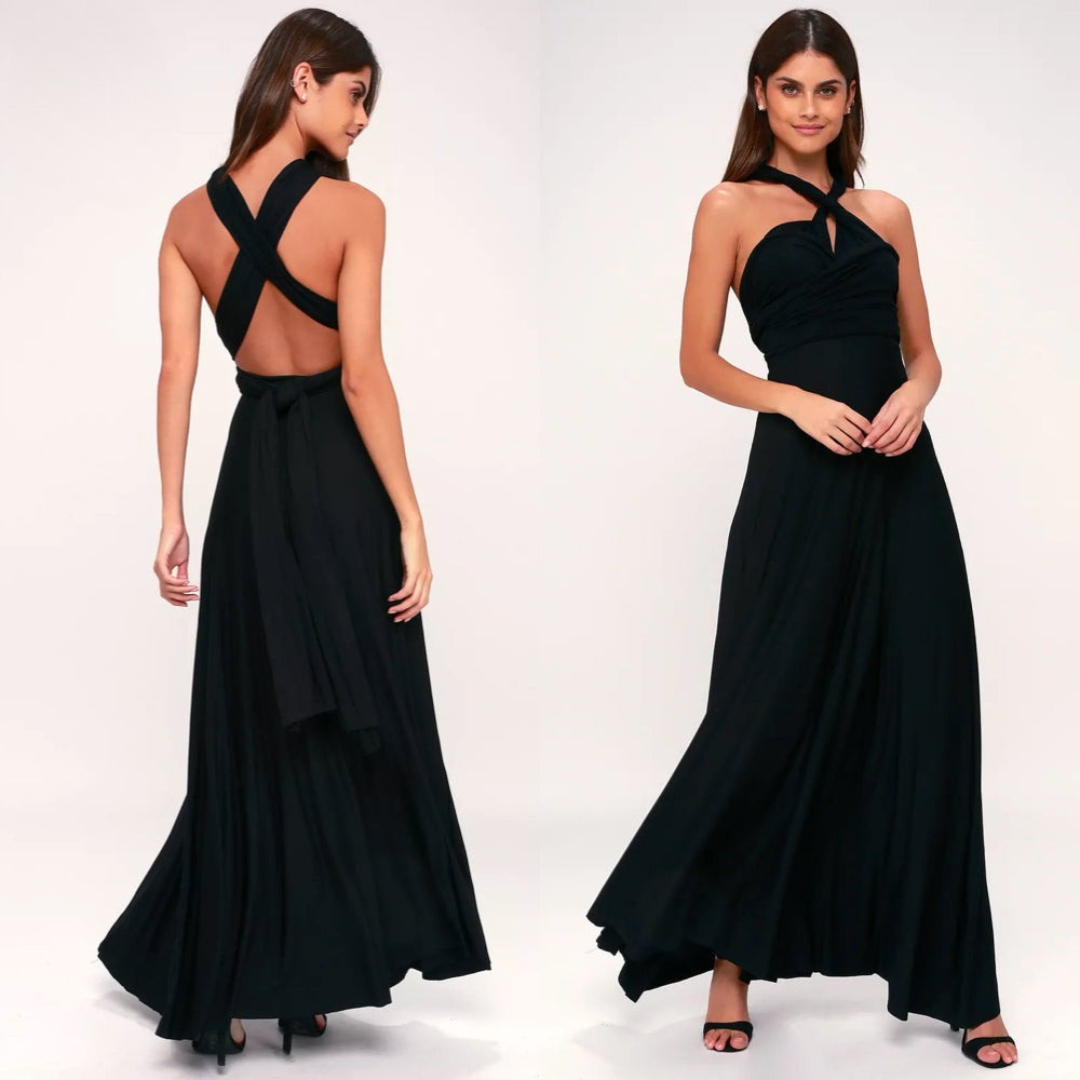 Flowing A-Line Maxi Dress With Tie Back
