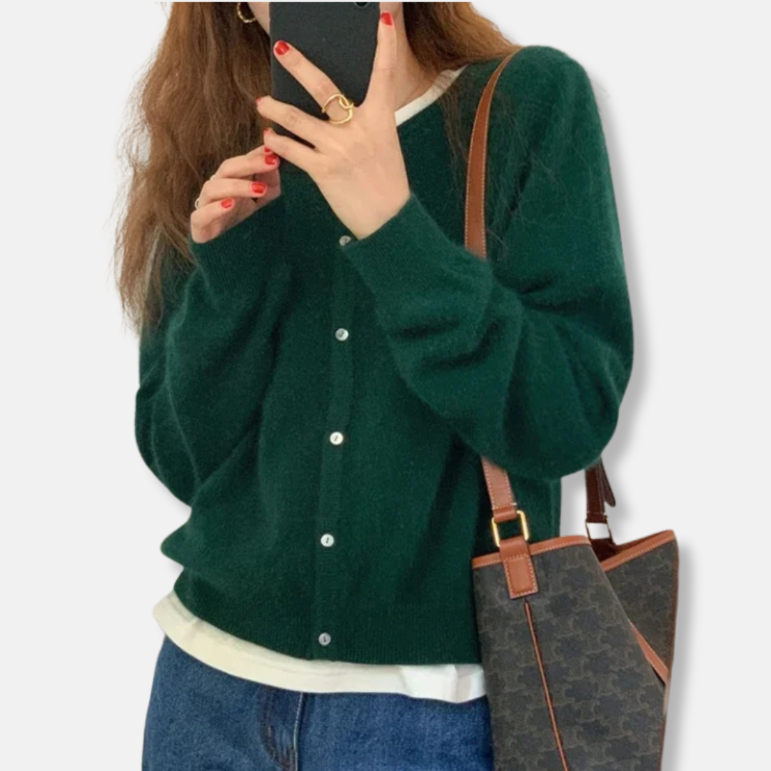 Wool Relaxed Fit Button Front Cardigan