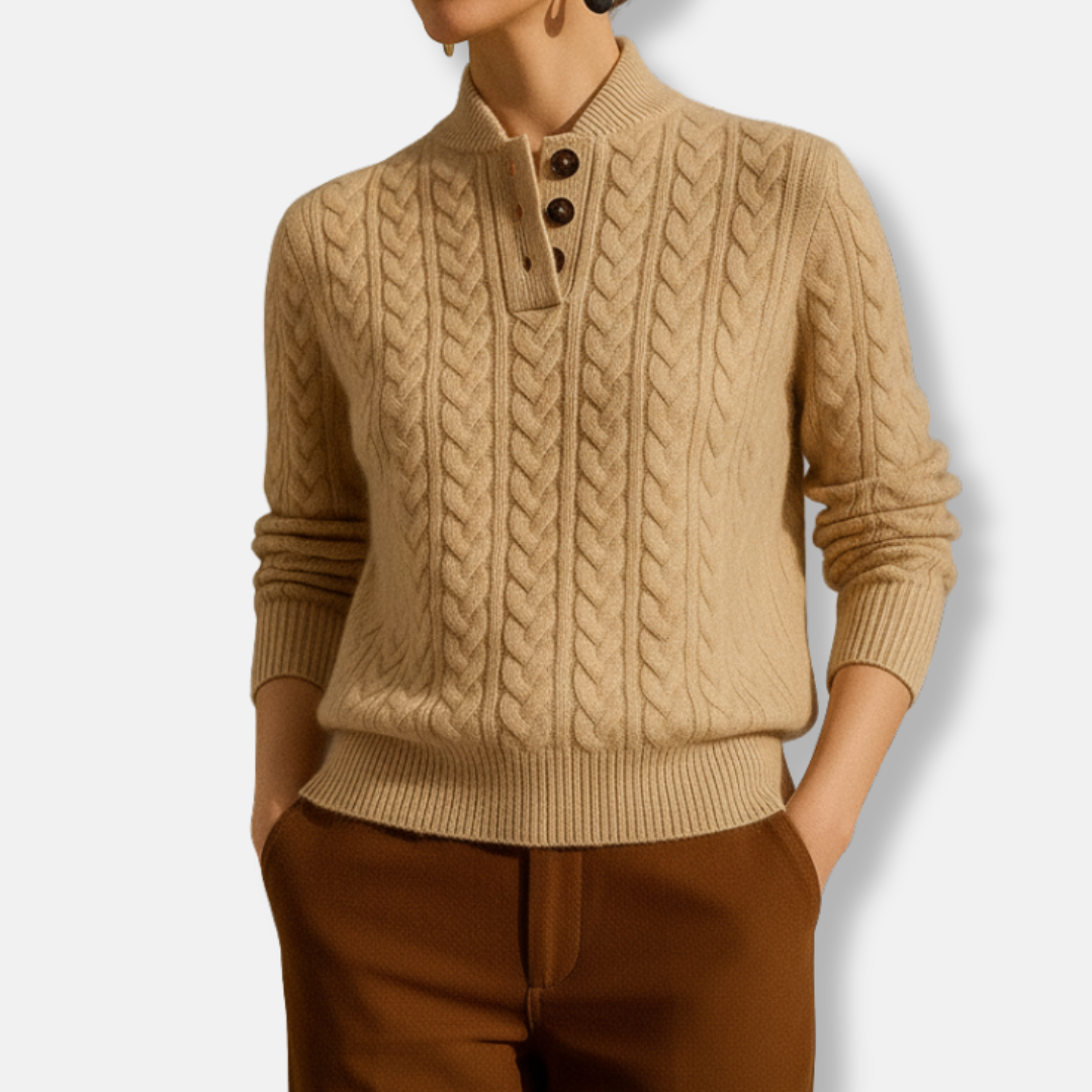 Wool Blend Relaxed Funnel Neck Sweater