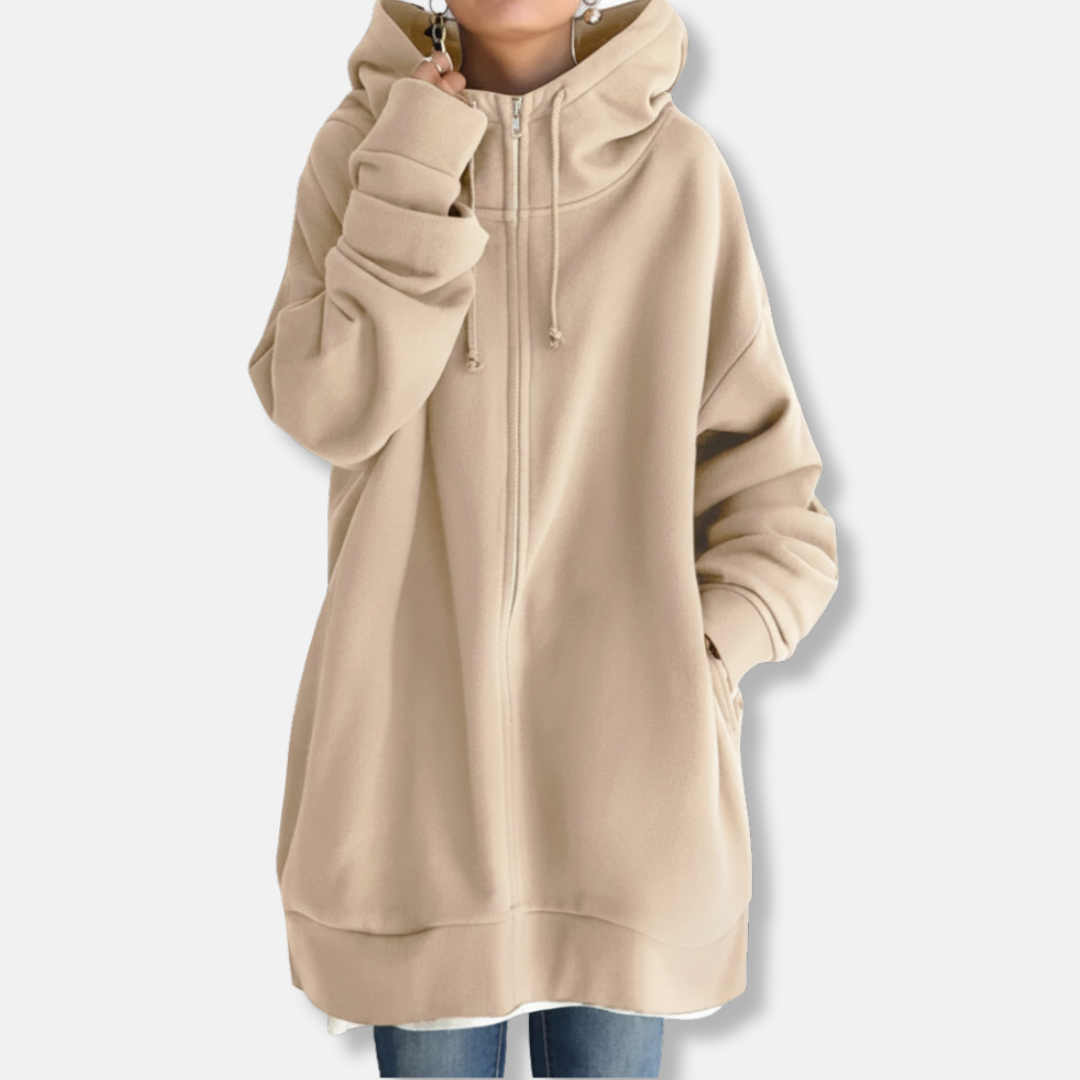 Plush Fleece Oversized Zip Front Hoodie 