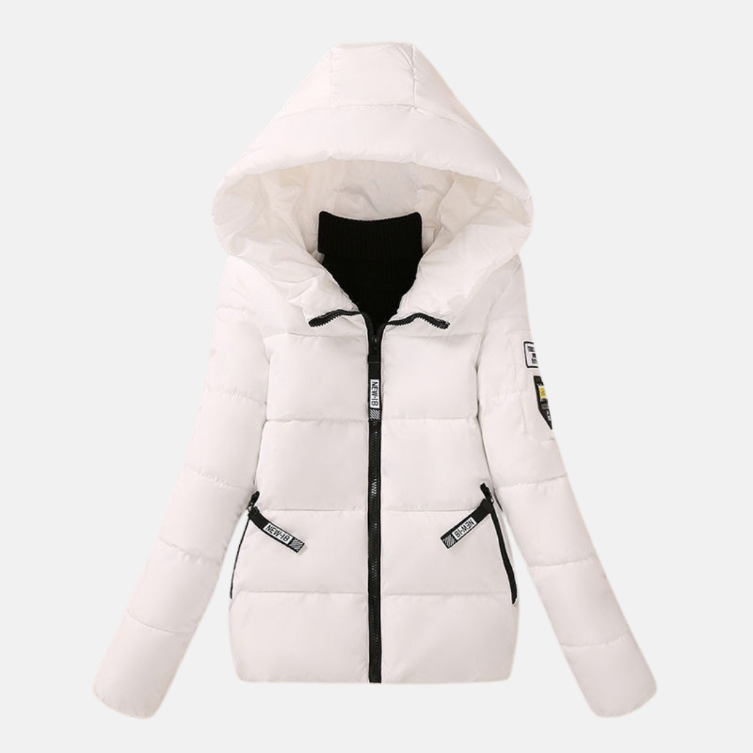 Women’s Quilted Padded Coat – Relaxed Fit – Hooded – Water-Resistant – Zip Pockets