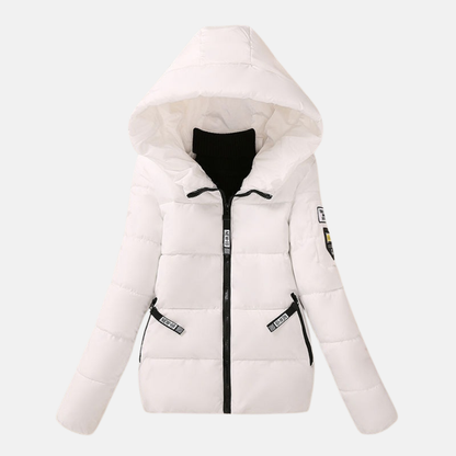 Women’s Quilted Padded Coat – Relaxed Fit – Hooded – Water-Resistant – Zip Pockets