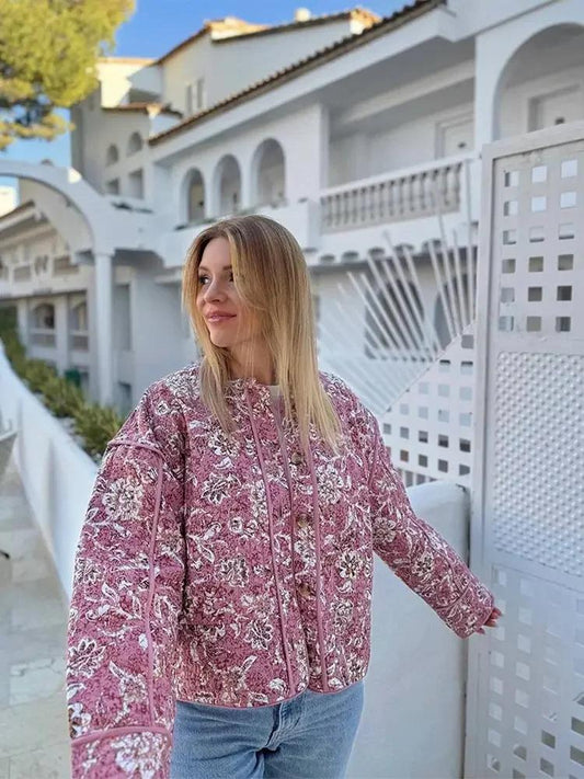 Floral Pattern Quilted Jacket