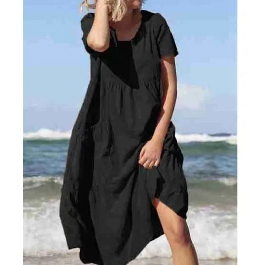 Lightweight Linen Loose Fit Midi Dress