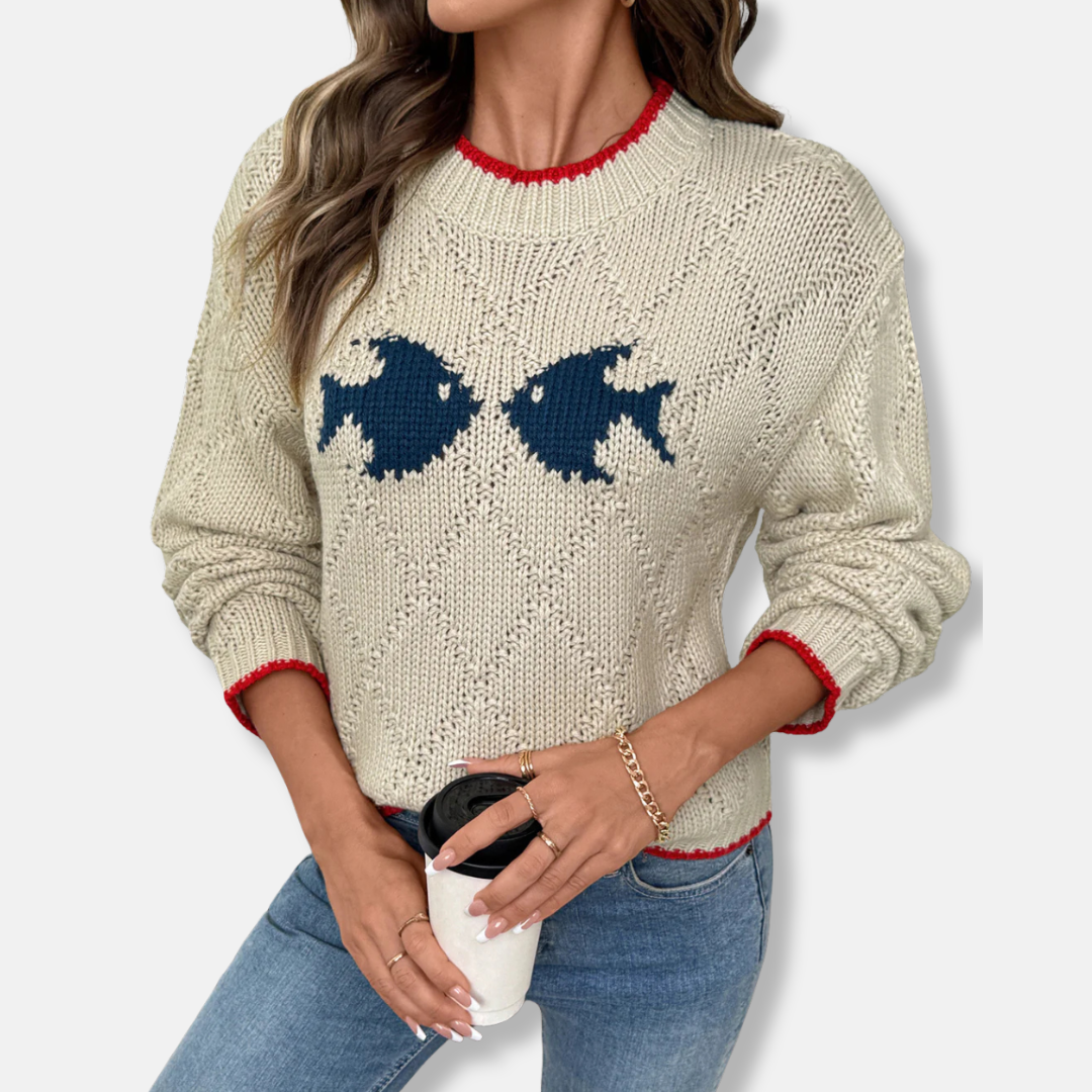 Women’s Pullover Sweater - Knit - Relaxed Fit - Round Neck - Long Sleeves