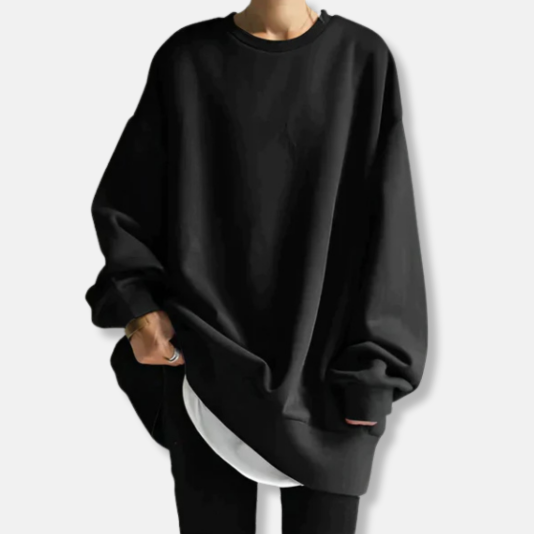 Cotton Blend Oversized Crewneck Sweatshirt