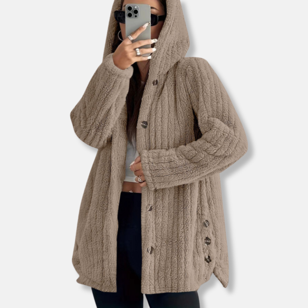 Soft Faux Fur Hooded Plush Coat 