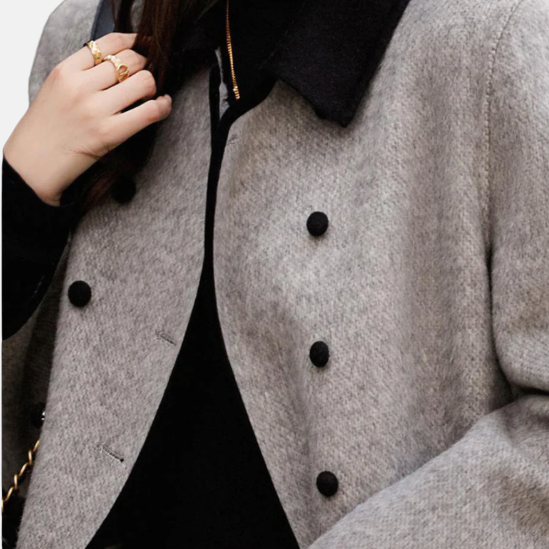 Elisa Relaxed Fit Coat | Double-Breasted Button Front Coat