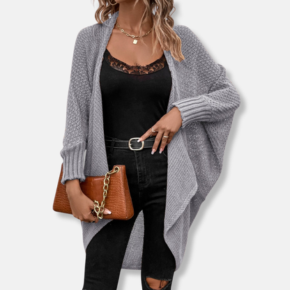 Amelia Oversized Shawl Sweater | Batwing Sleeves Open Front Sweater