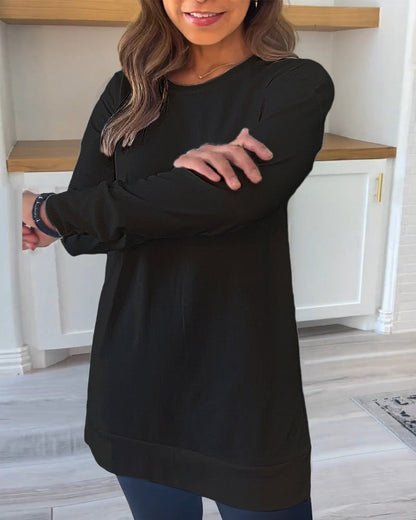 Women's solid color long sleeve top