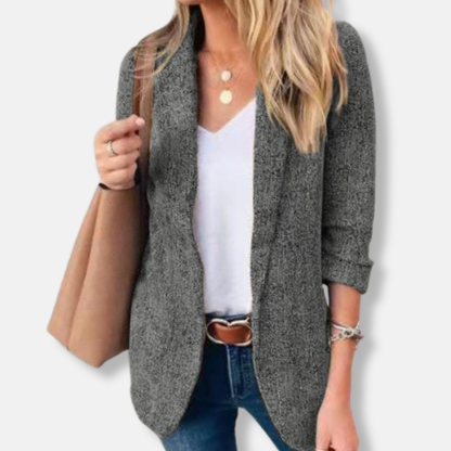 Amelia Slim Fit Blazer | Notched Lapel Open Front Blazer