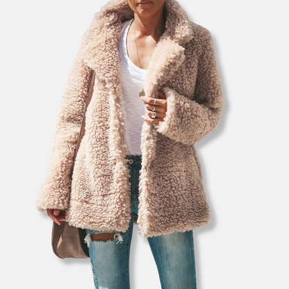 Isla Fleece Teddy Coat | Oversized Lapel Collar Coat