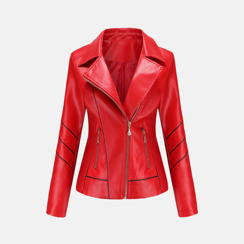 Women’s Jacket – Slim Fit – Faux Leather – Cropped Length – Asymmetrical Zipper