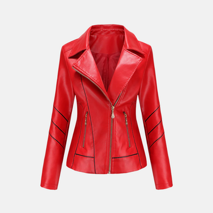 Women’s Jacket – Slim Fit – Faux Leather – Cropped Length – Asymmetrical Zipper