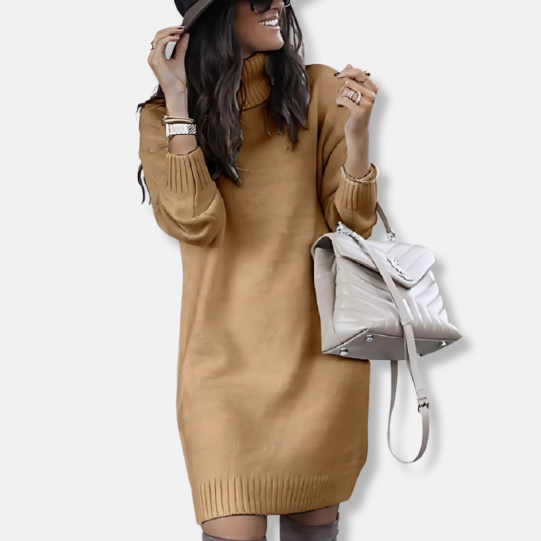 Ribbed Knit Relaxed Slim Fit Mini Dress 