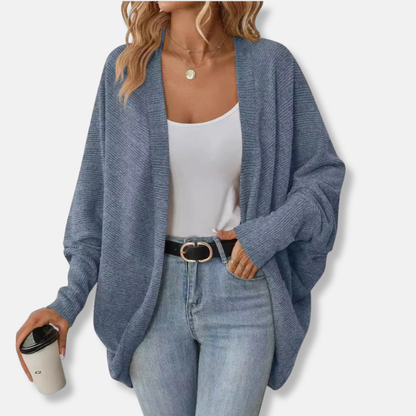 Sienna Wool Oversized Cardigan | Ribbed Open Front Cardigan