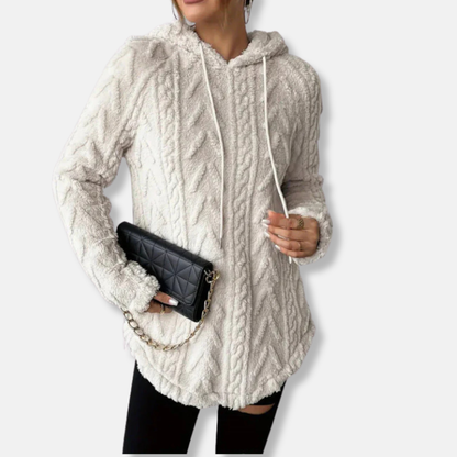 Women’s Hooded Sweatshirt - Knit - Chevron Texture - Relaxed Fit - Long Sleeve