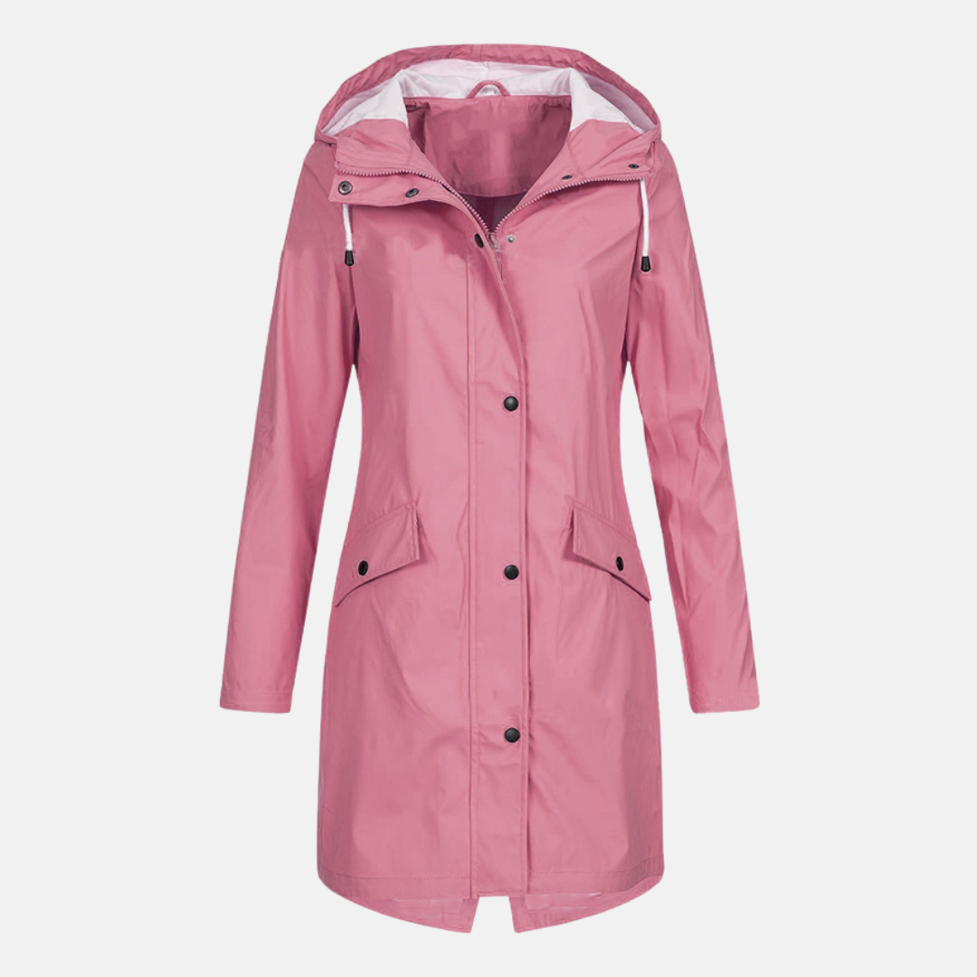 Water-Resistant Hooded Long Snap Jacket 