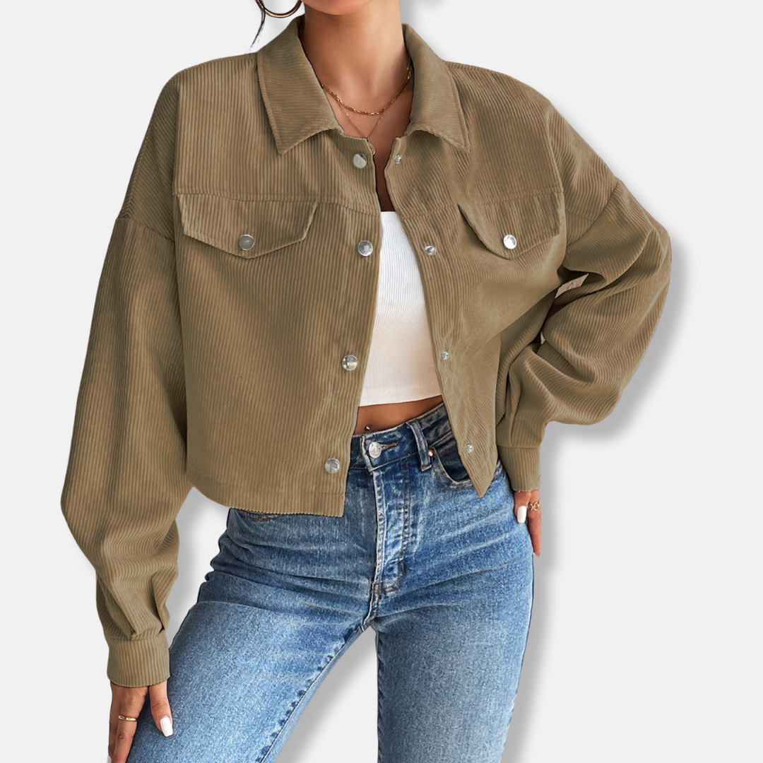 Amelia Cropped Jacket | Collared Button Front Jacket