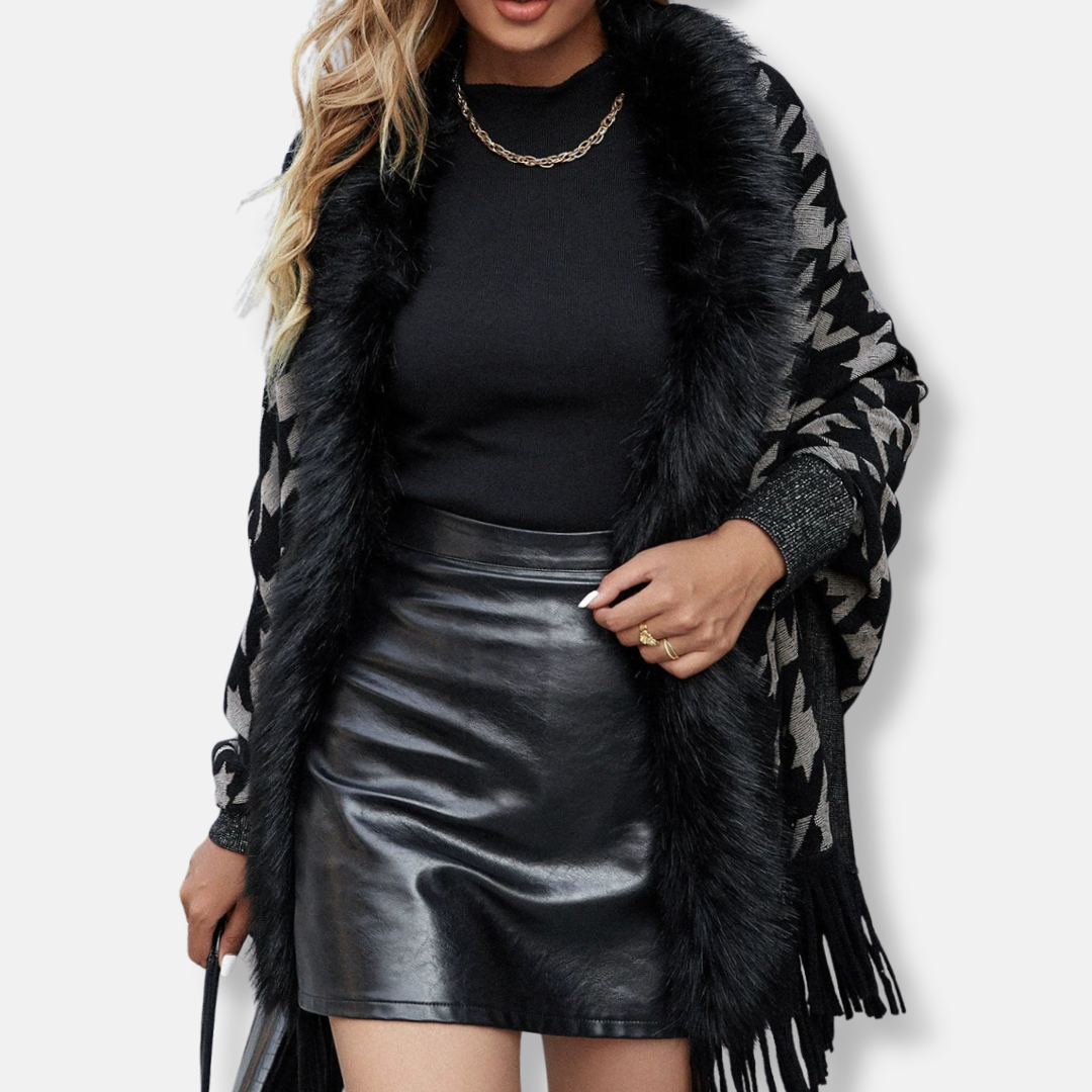 Amelia Relaxed Fit Cardigan | Fur Collar Tassel Hem Cardigan