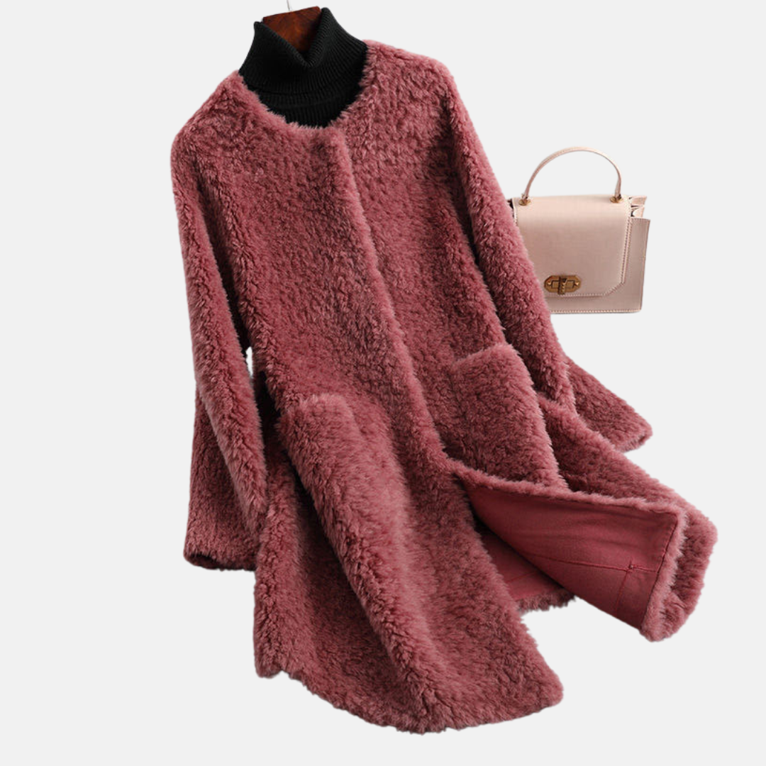 Faux Fur Relaxed Fit Open Front Coat