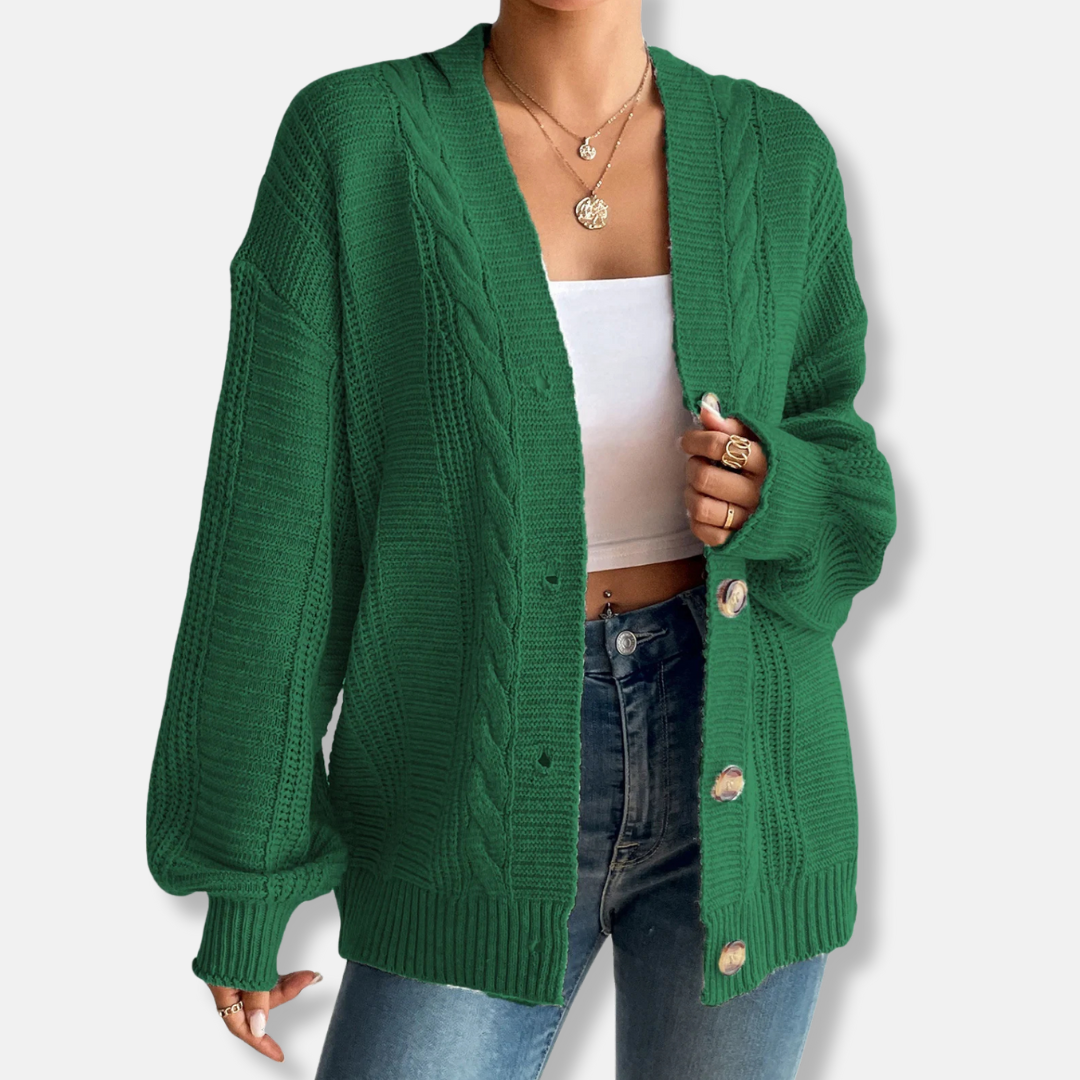 Cable Knit Oversized Wool Cardigan Jacket 