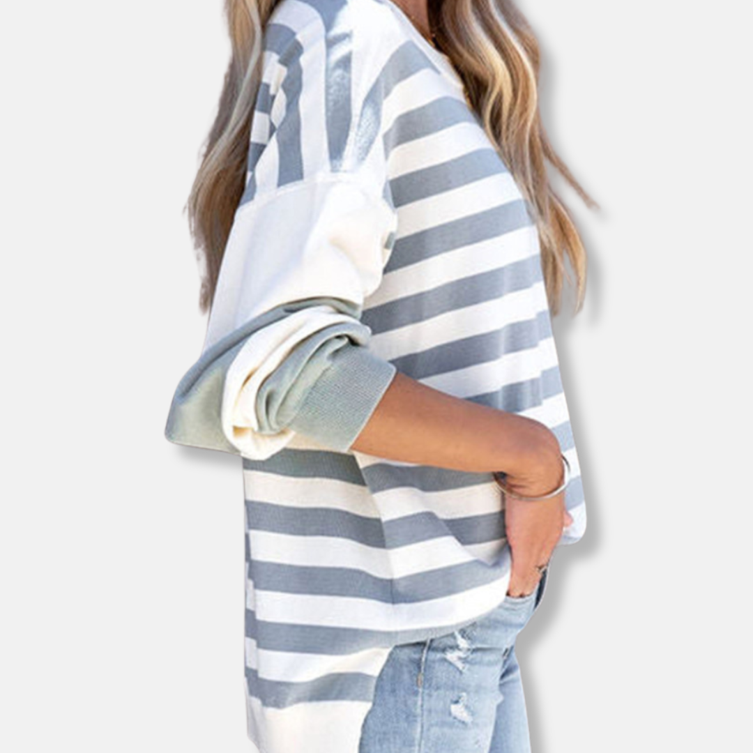 Oversized Striped Relaxed Fit Knit Sweater 