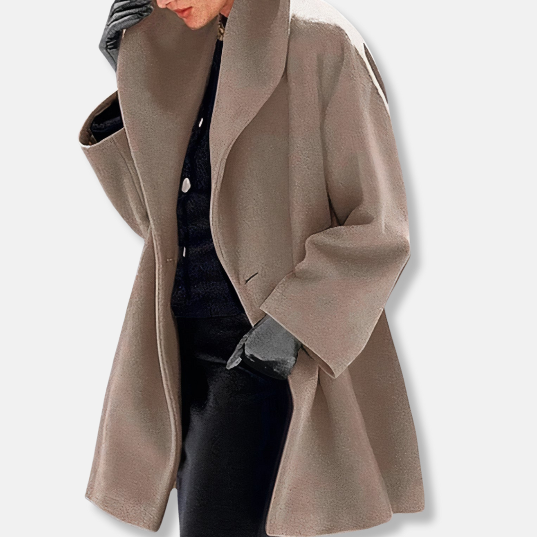 Isla Oversized Coat | Hooded Shawl Collar Midi Winter Coat