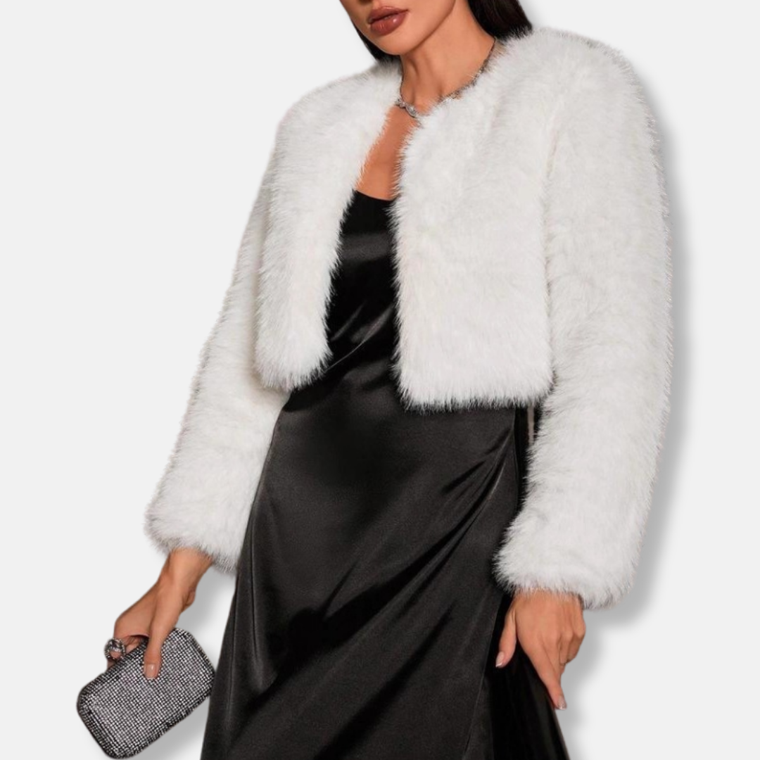 Faux Fur Cropped Open Front Coat
