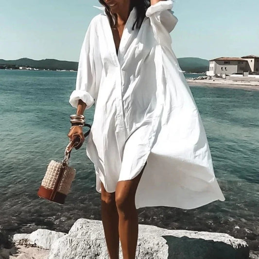 Loose Fit Long Sleeve Shirt Dress