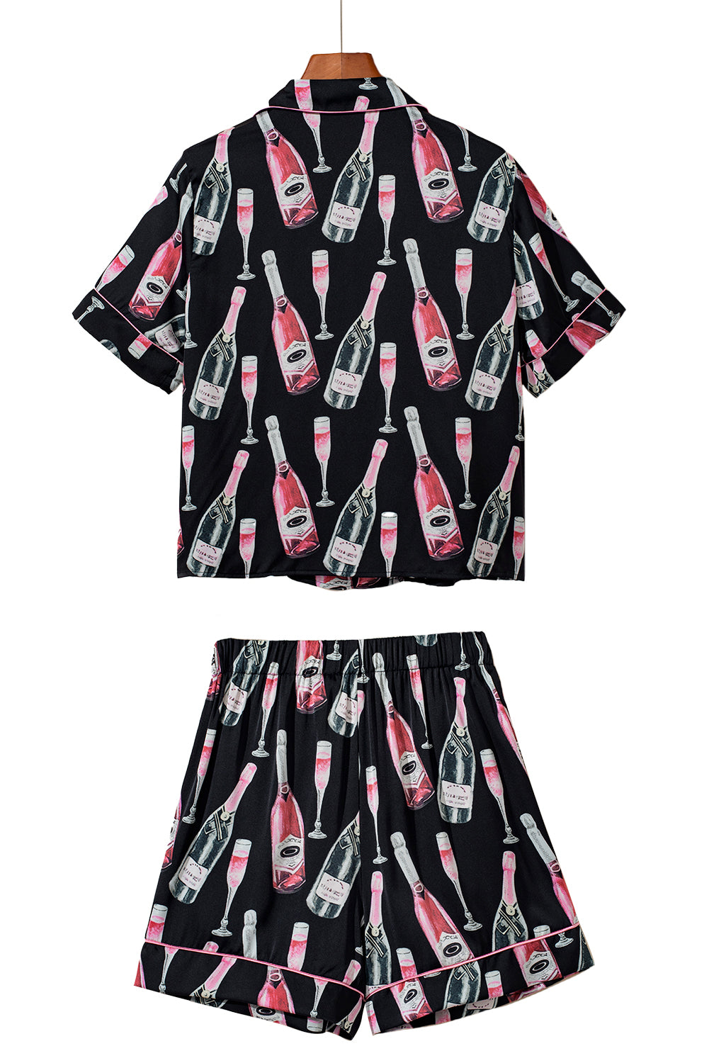Women's Pajama Set - Short Sleeve Button-Up - Collared Top & Shorts - Lounge Wear