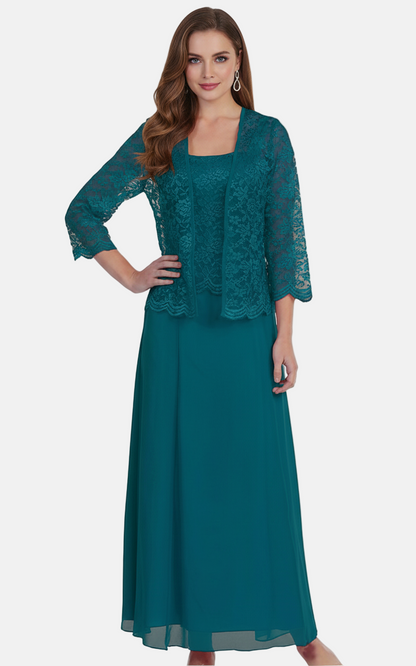 Women's Elegant Two-Piece Lace Cardigan Chiffon Evening Dress