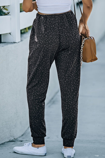 Women's leopard print joggers with pockets
