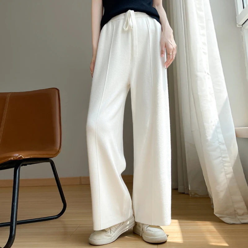 Isabella Relaxed Wide-Leg Trousers | Drawstring Waist Full-Length Trousers
