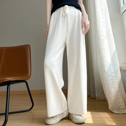 Isabella Relaxed Wide-Leg Trousers | Drawstring Waist Full-Length Trousers