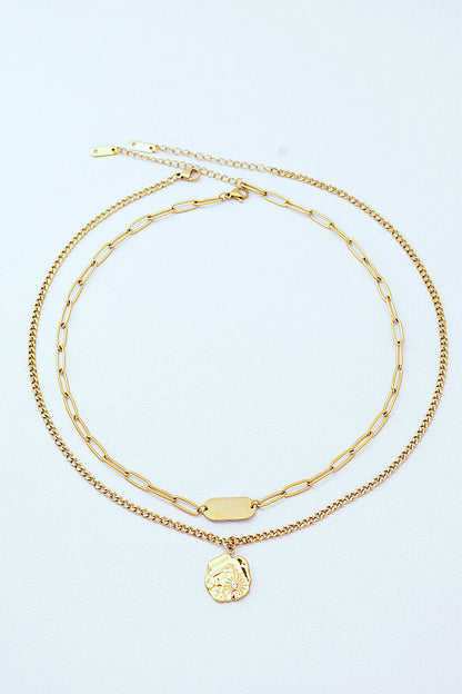 Women’s Layered Pendant Necklace – Paperclip & Curb Chains – Modern Minimalist Style