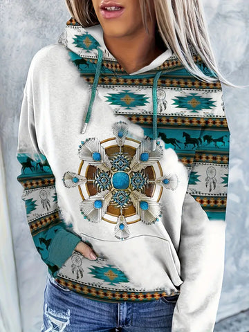 Women's ethnic style casual sports hoodie