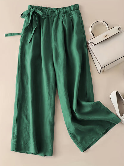 Women's high waist wide leg pants with side tie