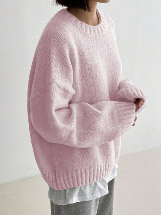 Pink Knitted Round Neck Sweater
