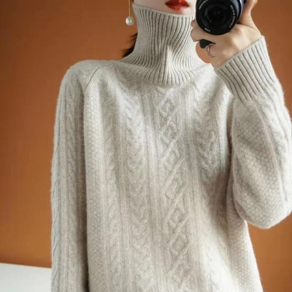 Women's classic knit turtleneck pullover sweater