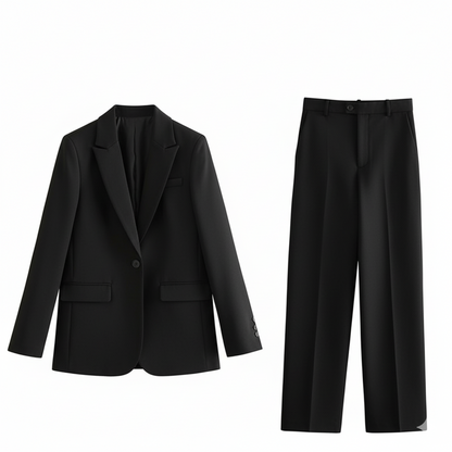 Women's elegant blazer and high waist trousers set